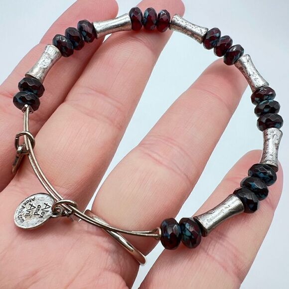 Alex and Ani Beaded Bangle Bracelet garnet - Picture 2 of 5